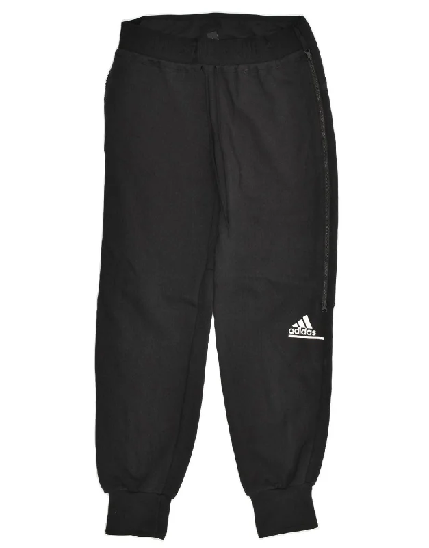 ADIDAS Womens Tracksuit Trousers Joggers UK 8/10 Small Black Cotton Trousers Palazzo Wide Leg