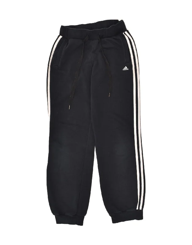 ADIDAS Womens Tracksuit Trousers Joggers UK 8/10 Small Navy Blue Cotton Trousers trendy modern