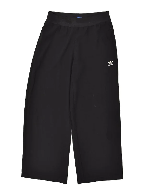ADIDAS Womens Tracksuit Trousers UK 10 Small  Black Polyester Trousers Denim Distressed