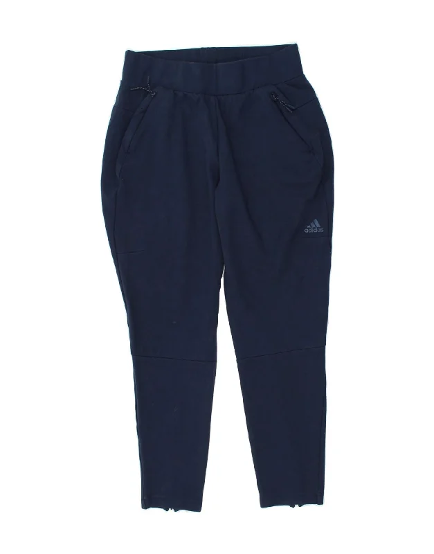 ADIDAS Womens Tracksuit Trousers UK 12/14 Medium Navy Blue Rayon