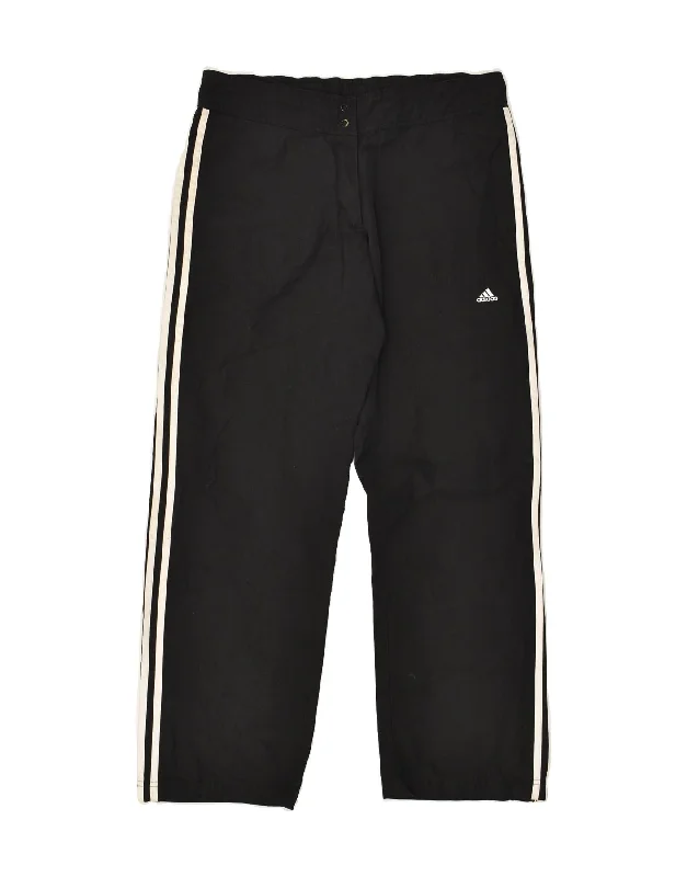 ADIDAS Womens Tracksuit Trousers UK 12 Medium Black Cotton Trousers Fall Fleece