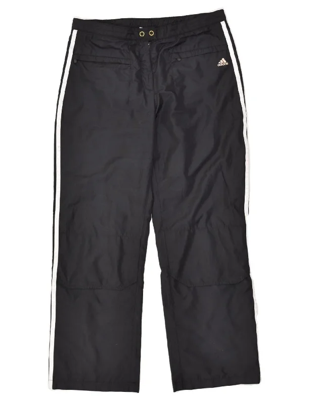 ADIDAS Womens Tracksuit Trousers UK 12 Medium Black Polyester High Waist Slim Fit Ankle Length