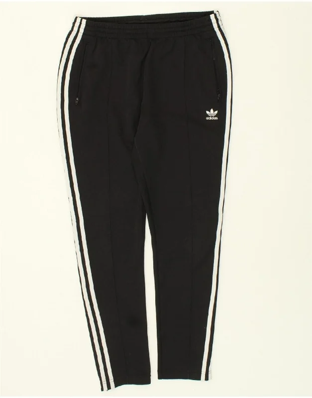 ADIDAS Womens Tracksuit Trousers UK 14 Medium Black Polyester Trousers High Rise Slim Fit