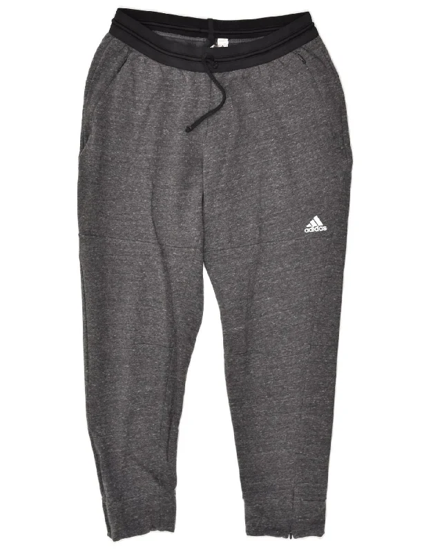 ADIDAS Womens Tracksuit Trousers UK 16-18 Large Grey Flecked Cotton Trousers Hiking Durable