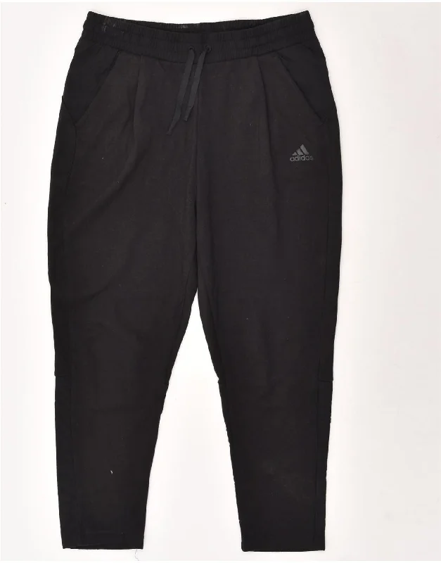 ADIDAS Womens Tracksuit Trousers UK 8/10 Small Black Chinos Cotton Straight Leg