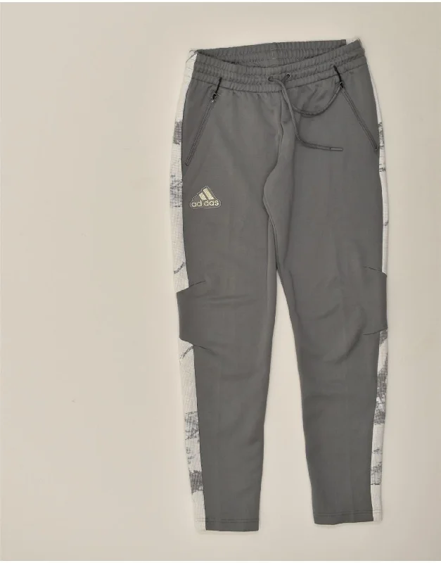 ADIDAS Womens Tracksuit Trousers UK 8/10 Small Grey Polyester Trousers Formal Black