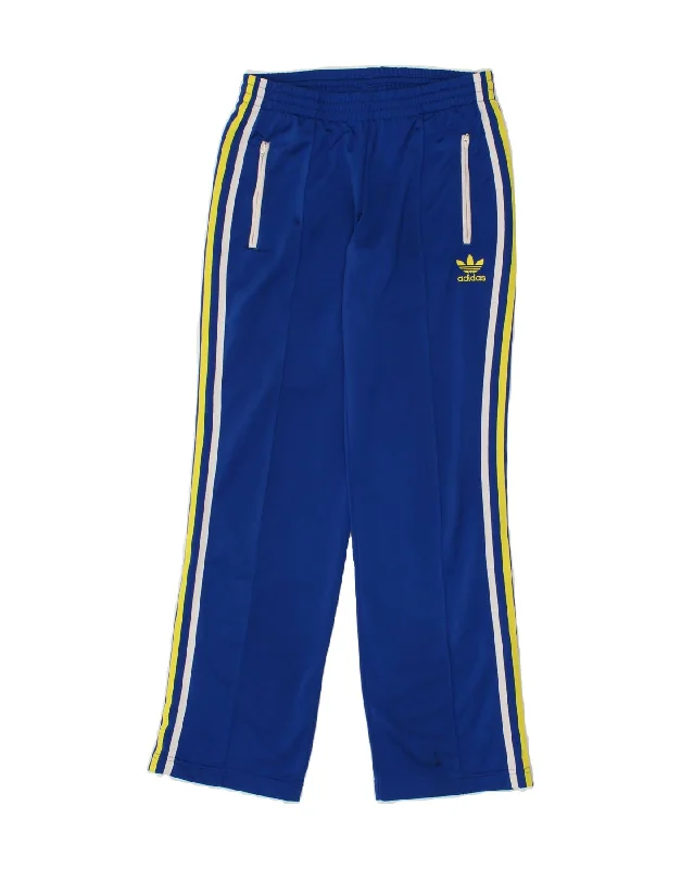 ADIDAS Womens Tracksuit Trousers UK 8 Small Blue Polyester Trousers Plaid Checkered