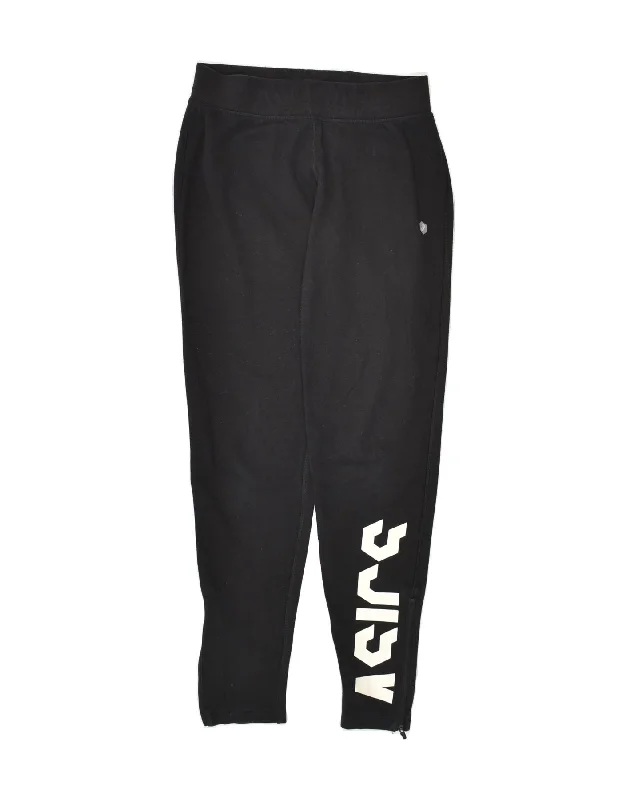 ASICS Womens Graphic Tracksuit Trousers UK 8 Small Black