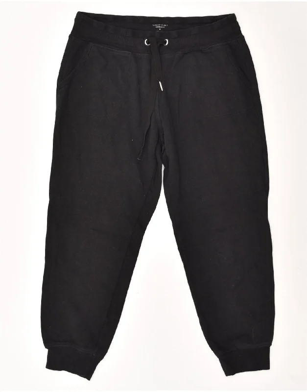 CALVIN KLEIN Womens Tracksuit Trousers Joggers UK 12 Medium Black Cotton Trousers Plaid Checkered