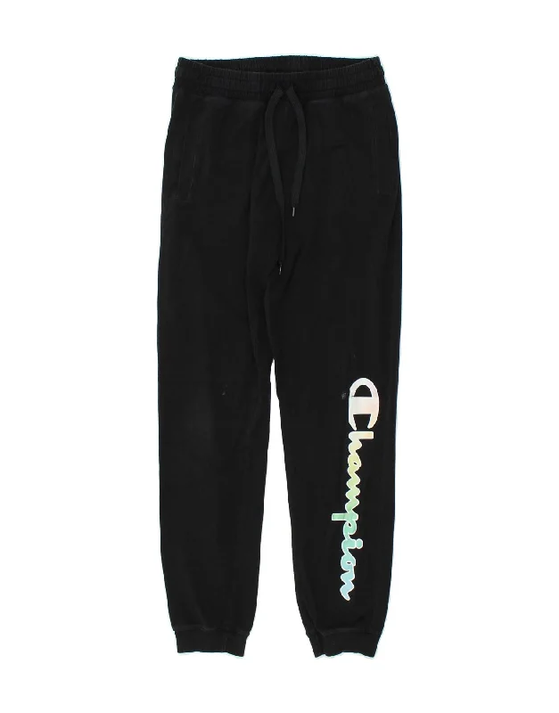 CHAMPION Womens Graphic Tracksuit Trousers Joggers UK 6 XS Black