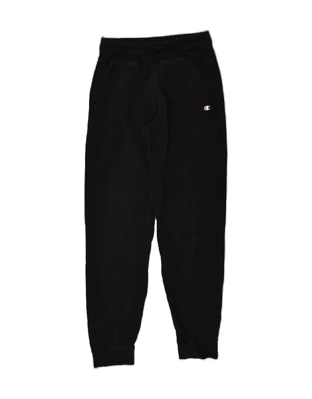 CHAMPION Womens Tracksuit Trousers Joggers UK 12 Medium Black Cotton Trousers Plaid Checkered