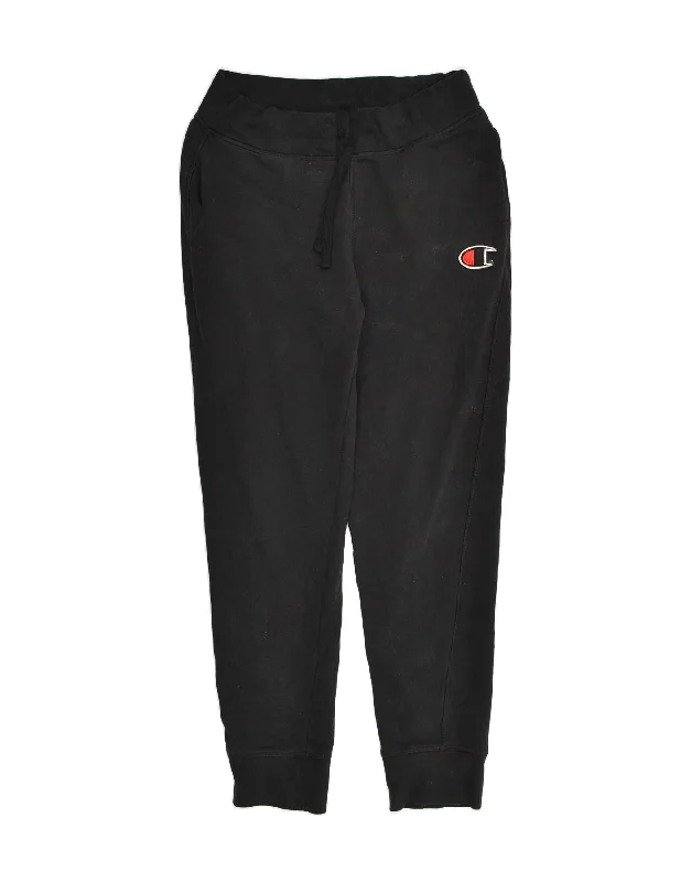 CHAMPION Womens Tracksuit Trousers Joggers UK 12 Medium Black Cotton Trousers Culottes Wide Leg
