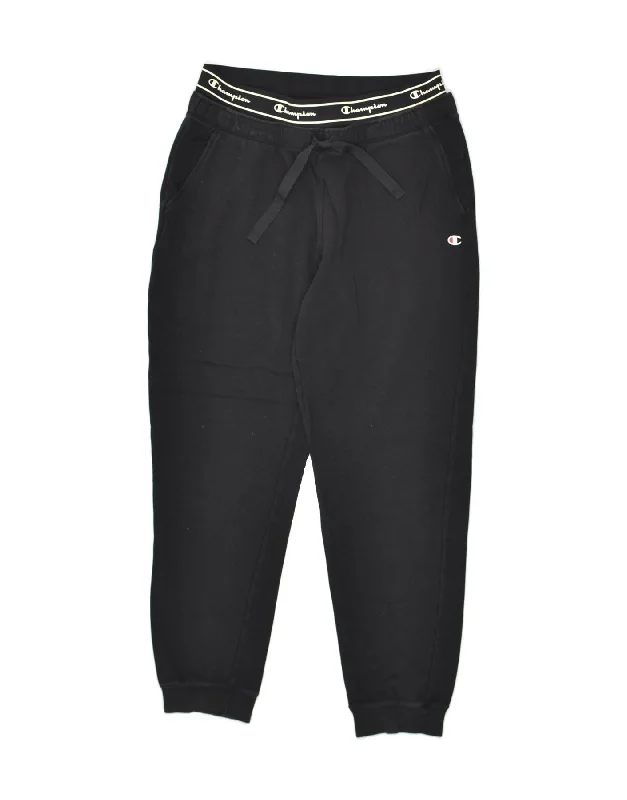 CHAMPION Womens Tracksuit Trousers Joggers UK 12 Medium Black Cotton Trousers Exclusive Limited