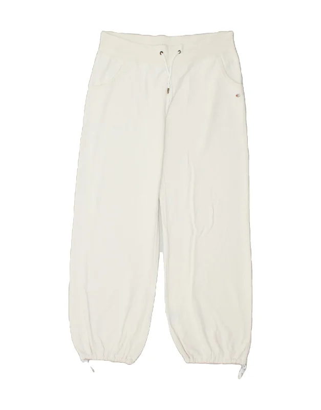 CHAMPION Womens Tracksuit Trousers Joggers UK 14 Large White Cotton Trousers Corduroy Warm