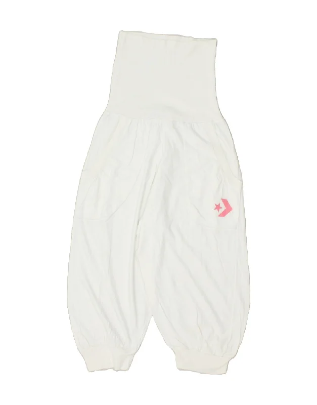 CONVERSE Womens Capri High Waist Tracksuit Trousers UK 10 Small White Trousers Velvet Soft