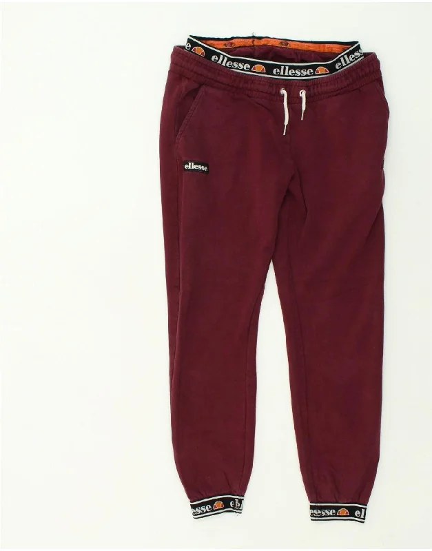ELLESSE Womens Graphic Tracksuit Trousers Joggers UK 12 Medium  Burgundy Trousers Party Sparkling