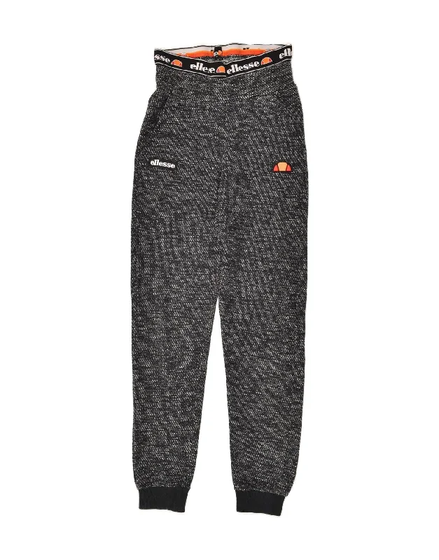 ELLESSE Womens High Waist Tracksuit Trousers Joggers UK 4 XS Black Flecked Trousers luxurious premium