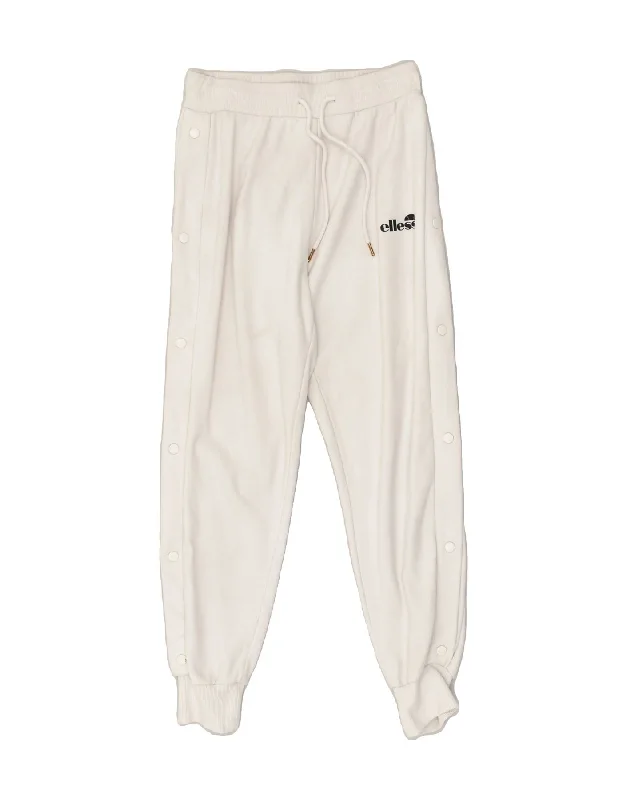 ELLESSE Womens Tracksuit Trousers Joggers UK 10 Small White Cotton Trousers Modern Contemporary
