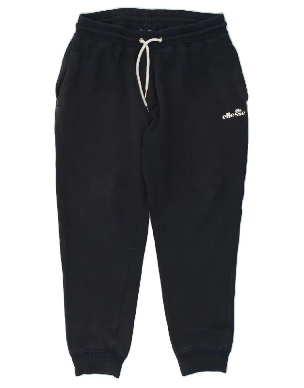 ELLESSE Womens Tracksuit Trousers Joggers UK 16 Large Navy Blue Cotton Trousers Wedding White