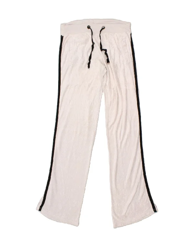 EMPORIO ARMANI Womens Tracksuit Trousers UK 12 Medium Off White Viscose