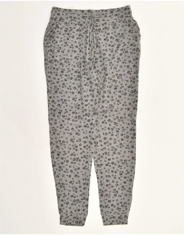 FAT FACE Womens Tracksuit Trousers Joggers UK 12 Medium Grey Floral Trousers Essential Wardrobe
