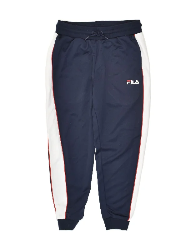 FILA Womens Graphic Tracksuit Trousers Joggers UK 14 Medium Navy Blue