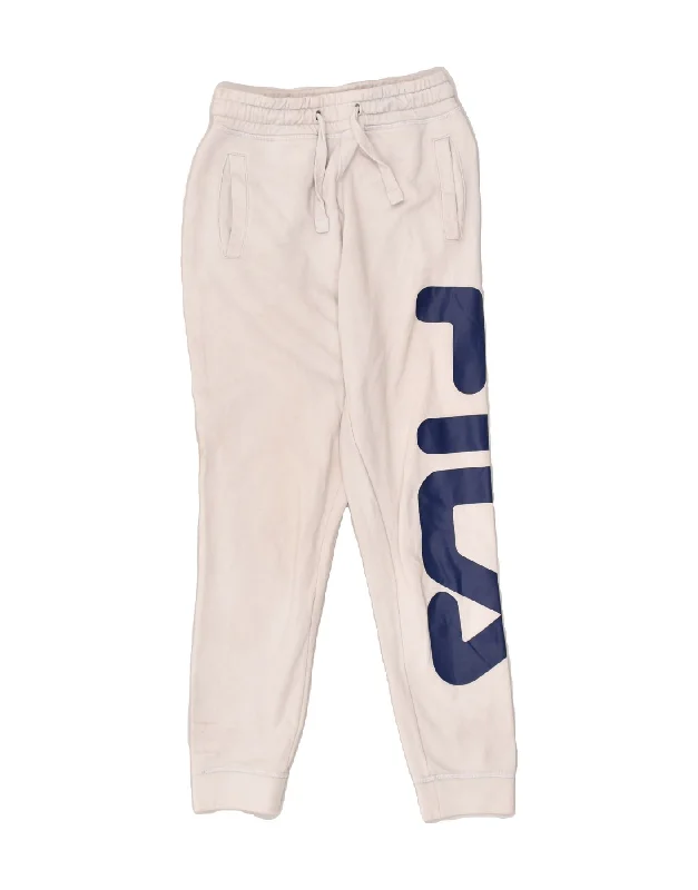 FILA Womens Graphic Tracksuit Trousers Joggers UK 6 XS Grey Cotton Trousers Brand Named