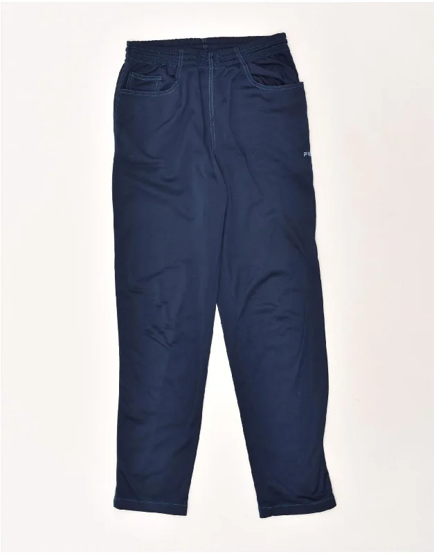 FILA Womens Tracksuit Trousers IT 44 Medium  Navy Blue Polyester Trousers Low Rise Relaxed