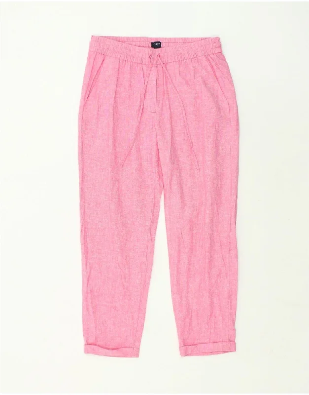 J. CREW Womens Tracksuit Trousers Joggers US 8 Medium Pink Flecked Linen Trousers Bridal Satin
