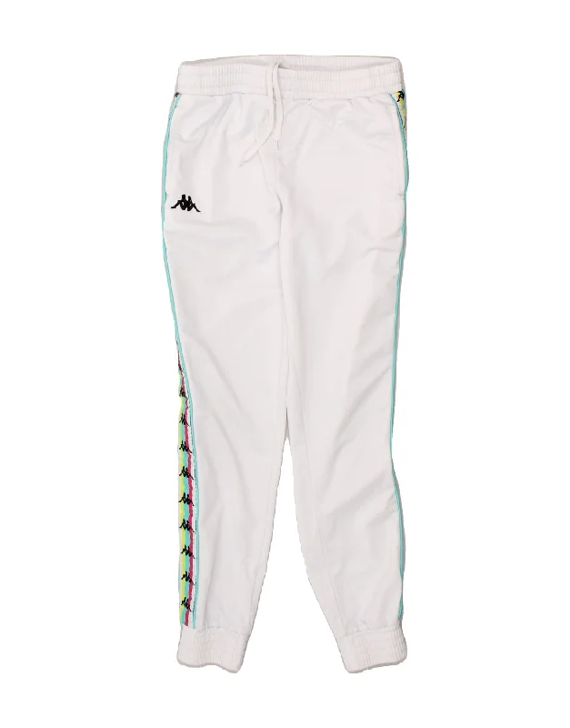 KAPPA Womens Graphic Tracksuit Trousers Joggers UK 10 Small White