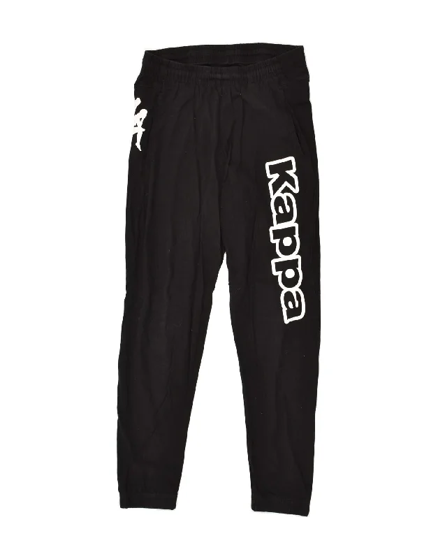 KAPPA Womens Graphic Tracksuit Trousers UK 10 Small Black Cotton