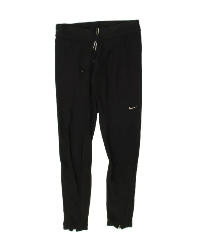 NIKE Womens Dri Fit Tracksuit Trousers UK 12 Medium Black