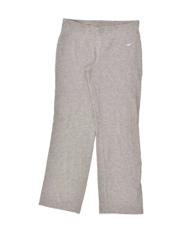 NIKE Womens Dri Fit Tracksuit Trousers UK 16 Large Grey Cotton