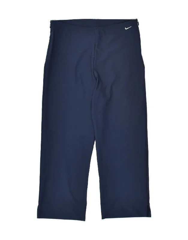 NIKE Womens Dri Fit Tracksuit Trousers US 8/10 Medium Navy Blue Polyester Trousers Solid Black