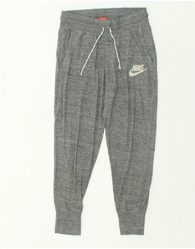 NIKE Womens Graphic Tracksuit Trousers Joggers UK 10 Small Grey Cotton Trousers Wedding White