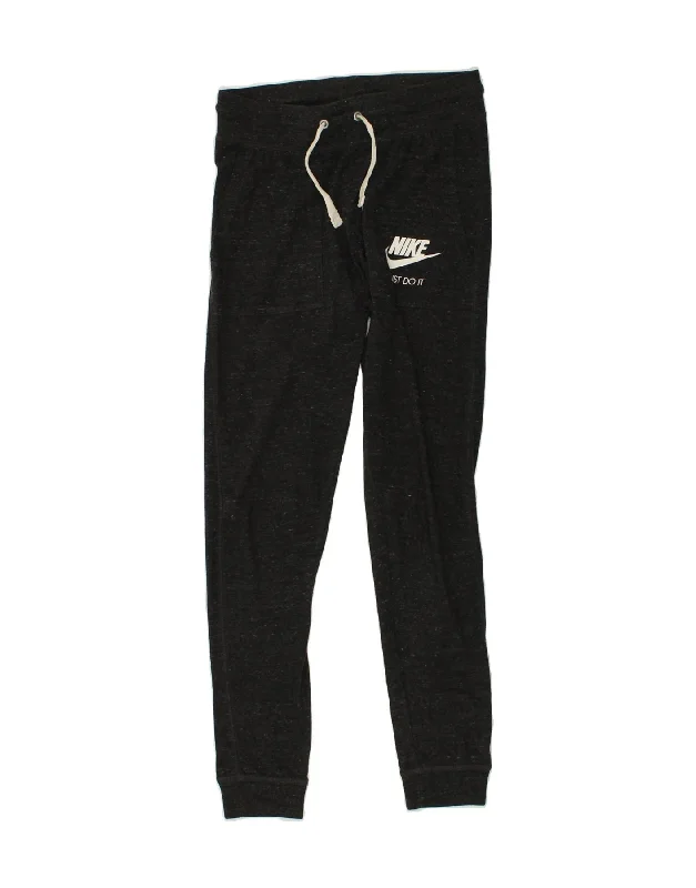 NIKE Womens Graphic Tracksuit Trousers Joggers UK 6 XS Black Flecked