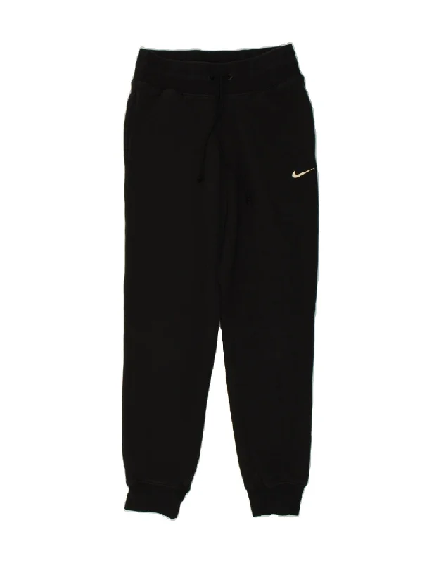 NIKE Womens Tracksuit Trousers Joggers UK 10 Small Black Cotton