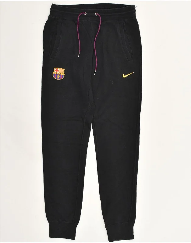 NIKE Womens Tracksuit Trousers Joggers UK 10 Small Black Cotton Trousers Culottes Wide Leg