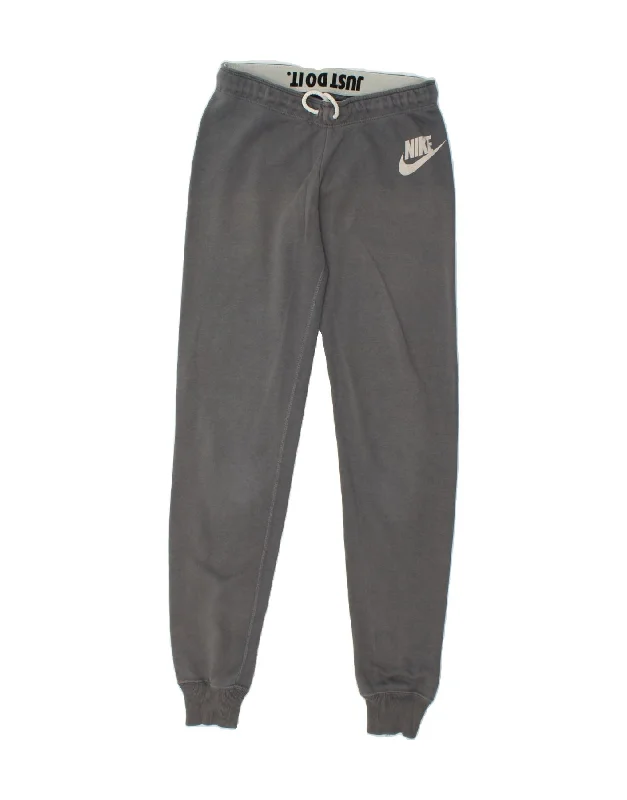 NIKE Womens Tracksuit Trousers Joggers UK 10 Small Grey Cotton