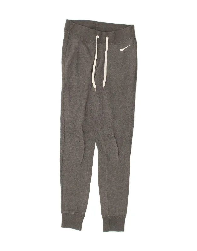 NIKE Womens Tracksuit Trousers Joggers UK 10 Small Grey Cotton