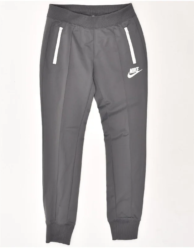 NIKE Womens Tracksuit Trousers Joggers UK 10 Small Grey Polyester Trousers Capri Summer