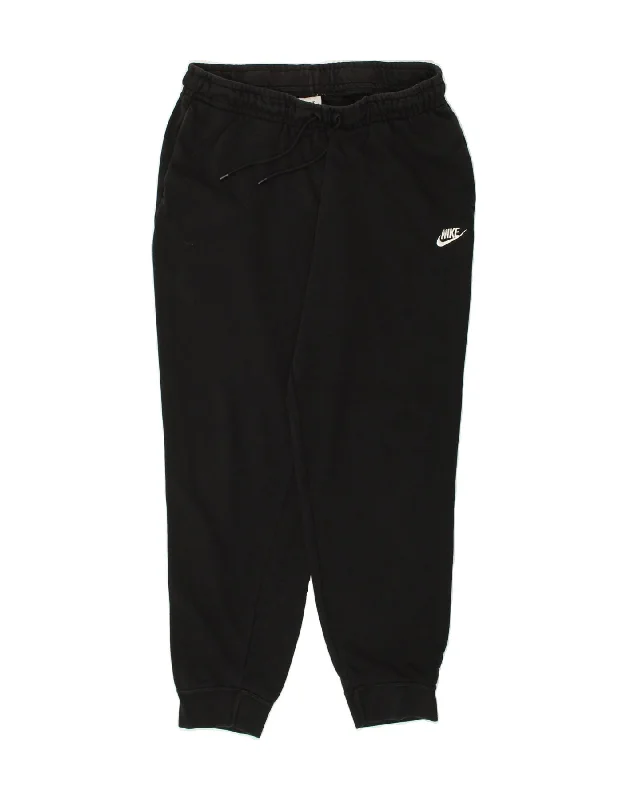 NIKE Womens Tracksuit Trousers Joggers UK 14 Large Black Cotton