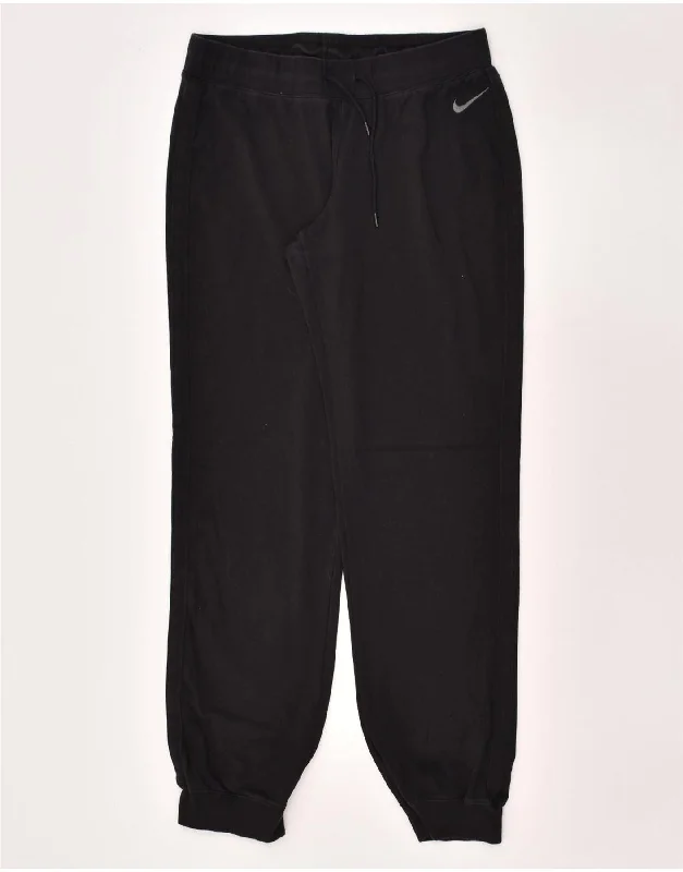 NIKE Womens Tracksuit Trousers Joggers UK 14 Large Black Cotton Trousers Essential Wardrobe