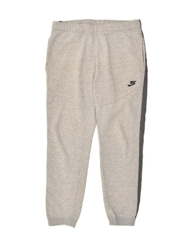 NIKE Womens Tracksuit Trousers Joggers UK 14 Medium Grey Cotton Trousers versatile all-occasion