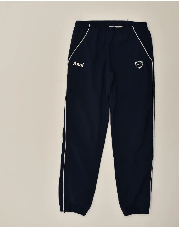 NIKE Womens Tracksuit Trousers Joggers UK 8/10 Small Navy Blue Polyester Trousers Bridal Satin