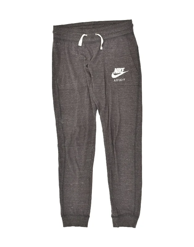 NIKE Womens Tracksuit Trousers Joggers UK 8 Small Grey Flecked Cotton Trousers stylish elegant