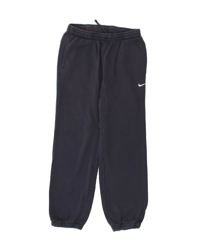 NIKE Womens Tracksuit Trousers UK 14 Large Navy Blue Cotton