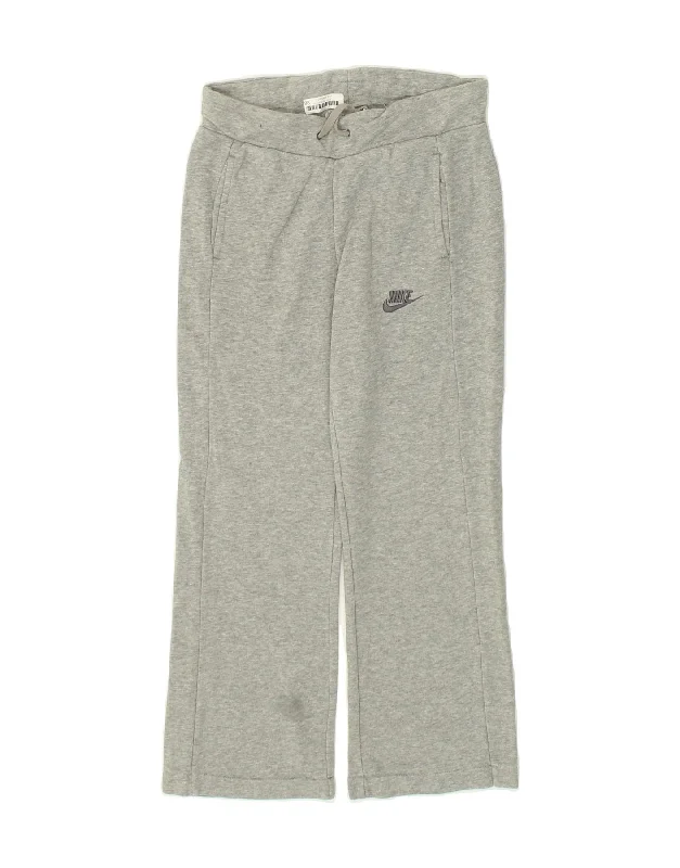 NIKE Womens Tracksuit Trousers UK 6 XS Grey Cotton Trousers Flared Retro