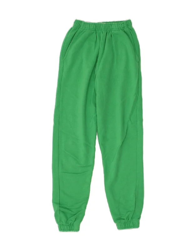 PULL & BEAR Womens Tracksuit Trousers Joggers UK 4 XS Green Cotton