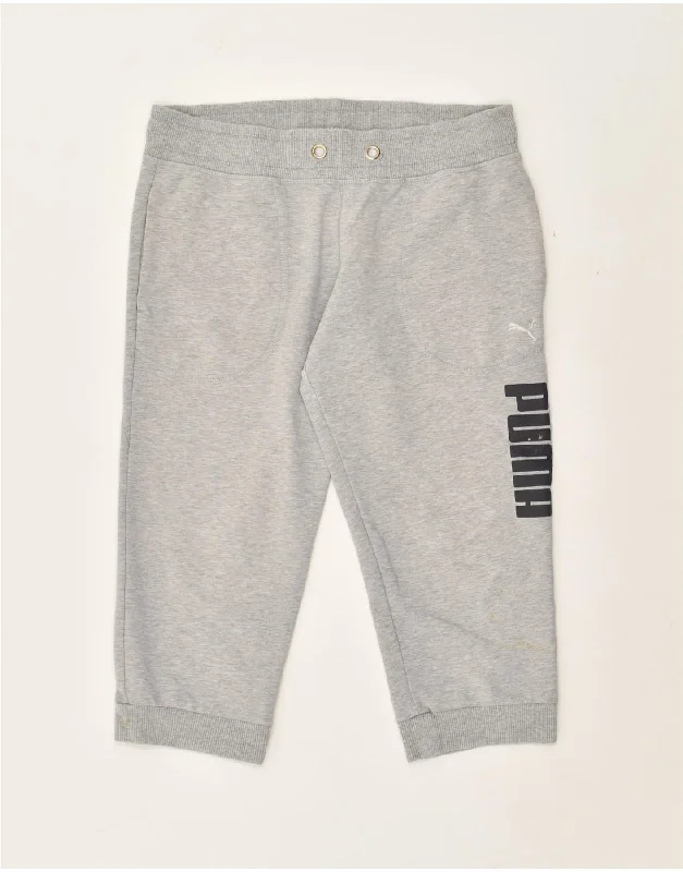 PUMA Womens Capri Graphic Tracksuit Trousers Joggers UK 12 Medium  Grey Trousers Hiking Durable